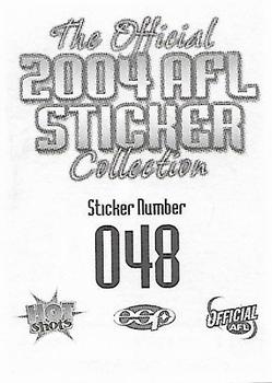 2004 ESP AFL Sticker Collection #048 Shane O'Bree Back